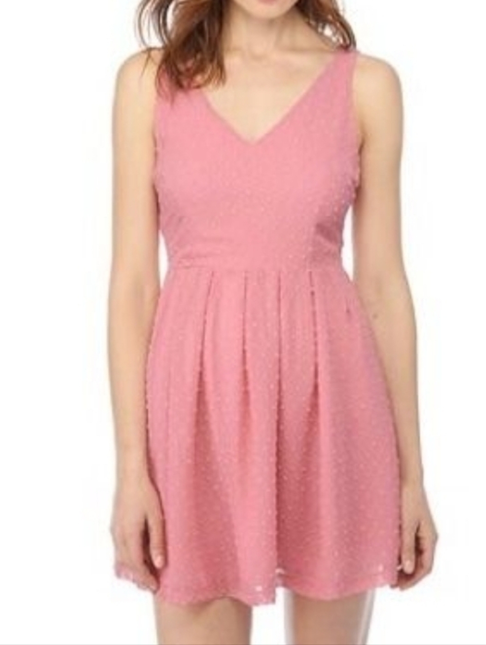 Pink Swiss Dot V-Neck Sleeveless Dress BB Dakota Prilla Size 1